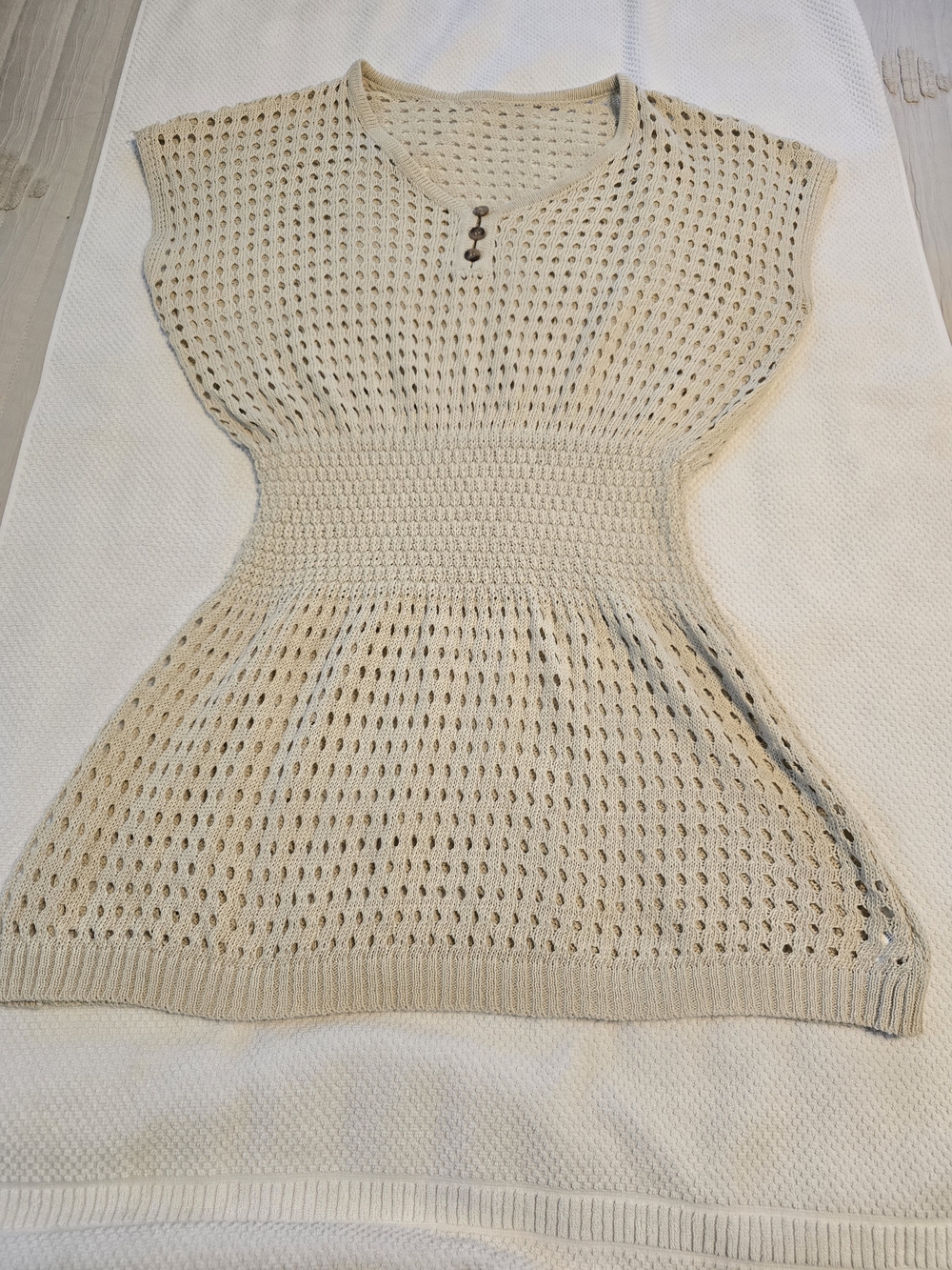 Amazon Cream Crochet Knit Swim Coverup